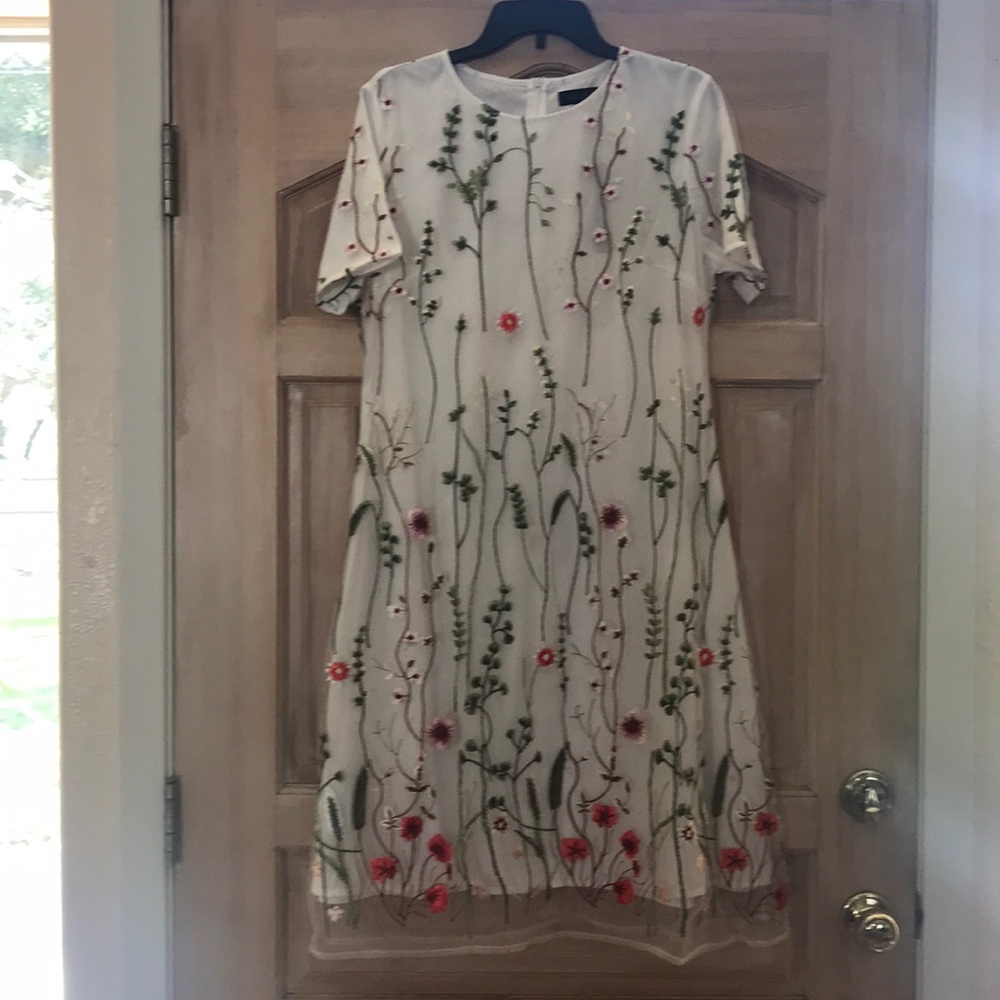 White Dress with Floral accents